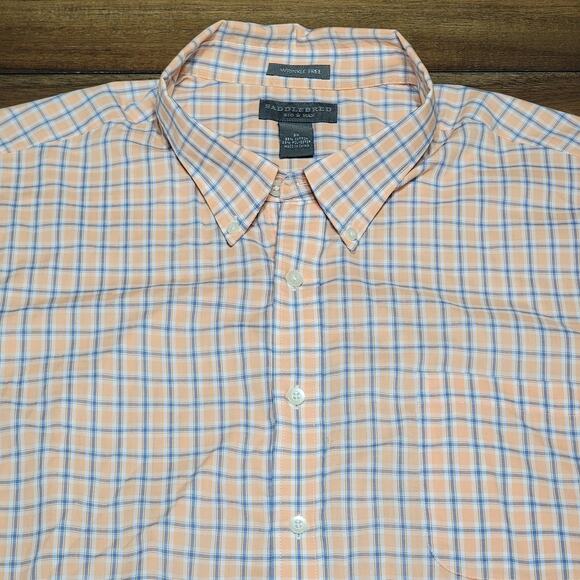Saddlebred Big Man Wrinkle Free Orange Plaid Shirt w/ Front Pocket - Size 3X - Picture 2 of 5